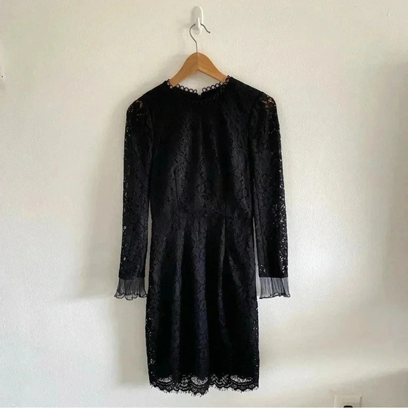 J. Crew Black Lace Long Sleeve Dress SZ 00 - Picture 8 of 12